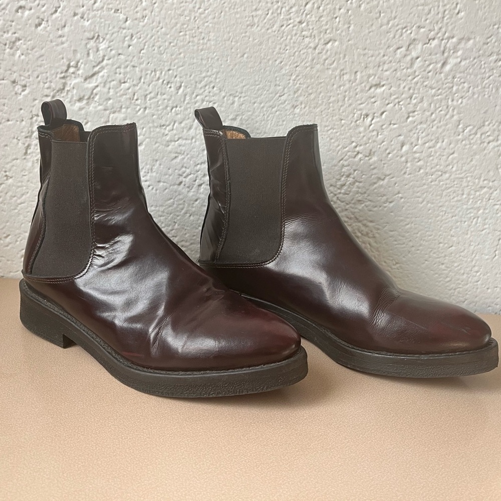 Whistles Genuine Leather Burgundy Rue Chelsea Boot, EU 40, US 9
